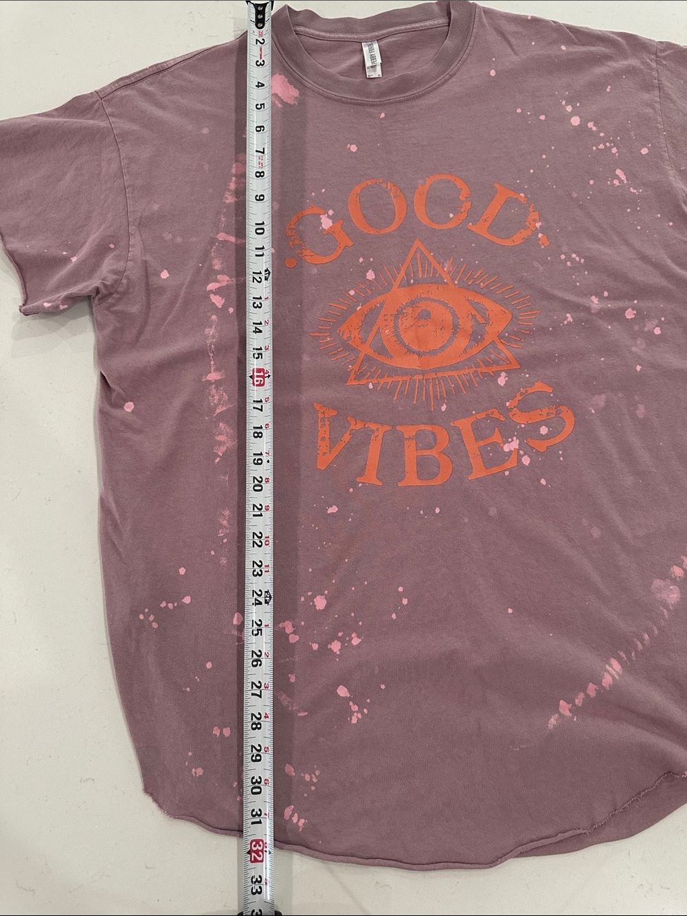 Pebby Forevee- Good Vibes Short Sleeve Tee - Mauve with Orange Print- XL - Picture 5 of 7